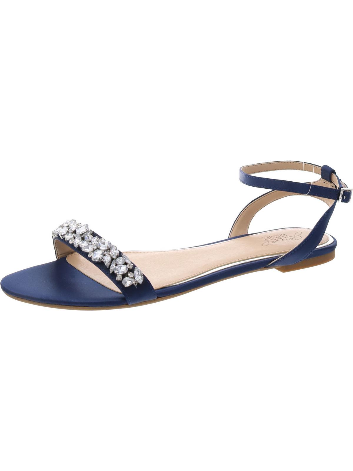 Jewel Badgley Mischka Womens Ohara Faux Leather Rhinestone Ankle Strap